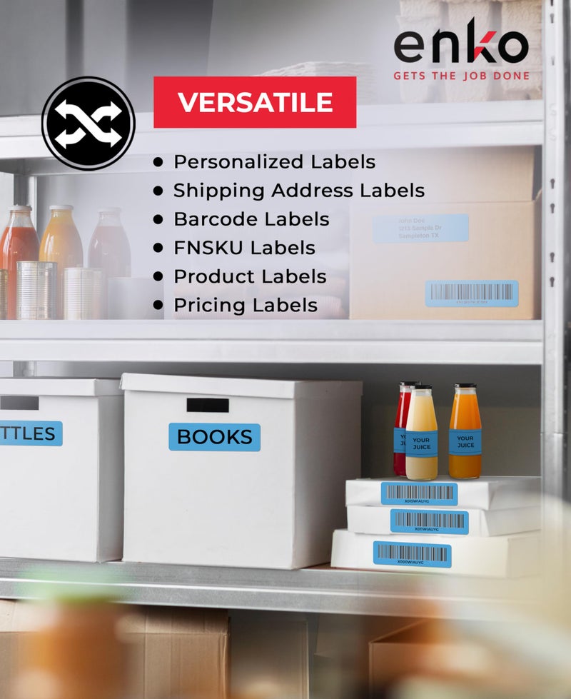 enKo Products enKo [6 Rolls, 2100 Labels] Address, Shipping & Barcode Labels 30252 - Cyan/Blue (1-1/8" x 3-1/2") Compatible for Dymo LabelWriter & Rollo Printer - Image 5